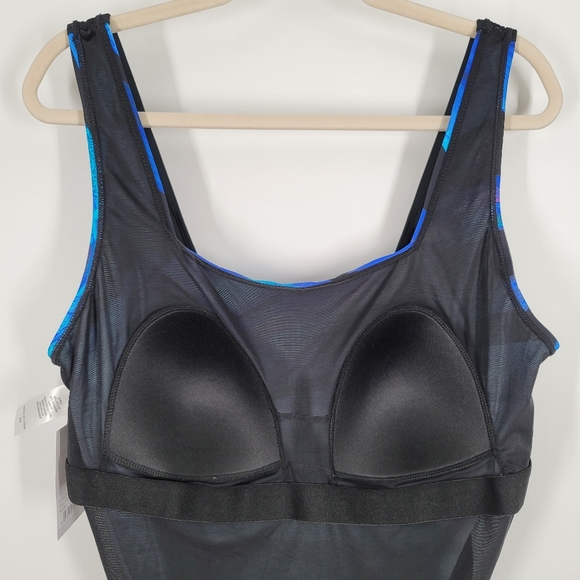 FullFitAll Blue Starburst Xtra Life Shock Square Neck One Piece Swimsuit Sz 24 - Picture 8 of 15